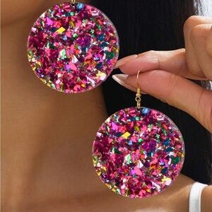 Colorful Glitter Disc Earrings
